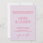 モダン ミニマル パープル デジタル フォト ウェディング インビテ 招待状 (裏面)