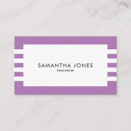モダン ミニマル パープル ホワイト ストライプ フリーランサー 名刺