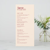 モダン ミニマル|ピンクとレッドの結婚式メニュー メニュー (スタンド正面)
