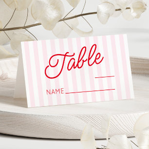 モダン ミニマル ピンクとレッドの結婚式 プレイスカード