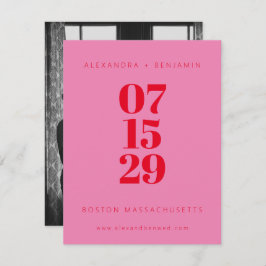 モダン ミニマル ピンクと赤のフルフォト セーブザデート