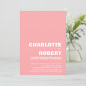 モダン ミニマル ピンクの結婚式の披露宴 招待状 (スタンド正面)