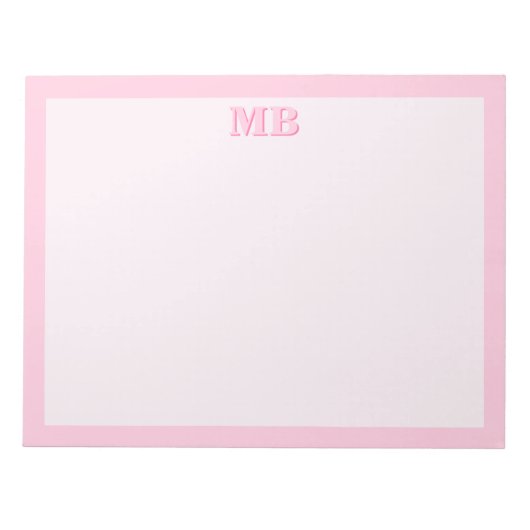 モダン ミニマル ピンク タイポグラフィーイニシャル モノグラム ノートパッド (正面)