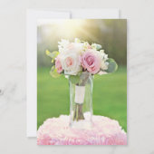 モダン ミニマル ピンク チューリップ & ホワイト ライラック フラワー 招待状 (裏面)