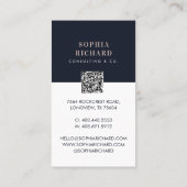 モダン ミニマル ピンク & ネイビー ビジネス フォト QR コード 名刺 (裏面)