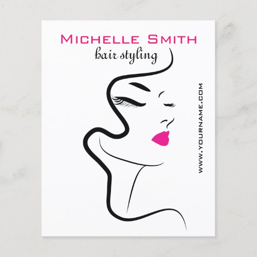 モダン ミニマル ピンク ブラック ヘア ビューティー サロン チラシ (正面)