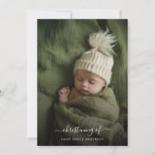 モダン ミニマル ピンク 女の子 洗礼 フォト 招待状 (裏面)