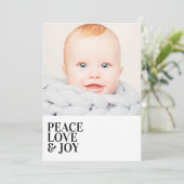モダン ミニマル ピース ラブ ジョイ ホリデー フォト シーズンカード (スタンド正面)