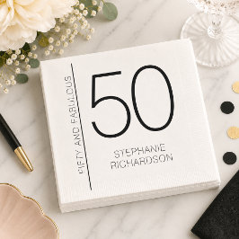 モダン ミニマル ファイブティ アンド ファビュラス 50歳の誕生日 スタンダードカクテルナプキン