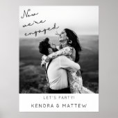 モダン ミニマル フォトエンゲージメント パーティー ウェルカム ポスター (正面)