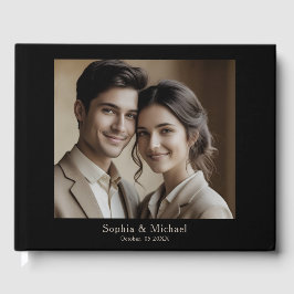 モダン ミニマル フォト ウェディング ゲストブック テンプレート