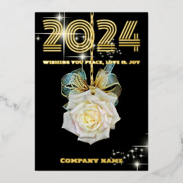 モダン ミニマル フォト エレガント、会社名、 箔シーズンカード