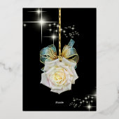 モダン ミニマル フォト エレガント、会社名、 箔シーズンカード (裏面)