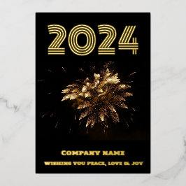 モダン ミニマル フォト エレガント、会社名、 箔シーズンカード