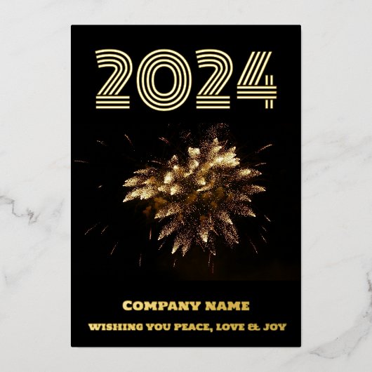 モダン ミニマル フォト エレガント、会社名、 箔シーズンカード (正面)