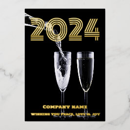 モダン ミニマル フォト エレガント、会社名、 箔シーズンカード