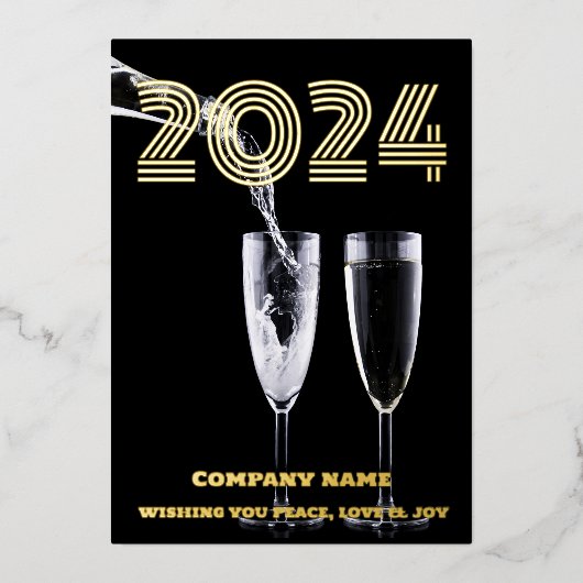 モダン ミニマル フォト エレガント、会社名、 箔シーズンカード (正面)