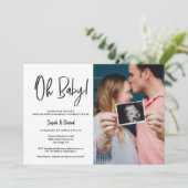 モダン ミニマル フォト カップル ベイビー シャワー 招待状 (スタンド正面)