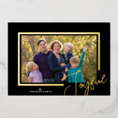 モダン ミニマル フォト クリスマス カード 喜びのスクリプト (正面)