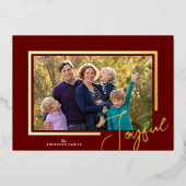 モダン ミニマル フォト クリスマス ホイルスクリプト 箔シーズンカード (正面)