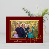 モダン ミニマル フォト クリスマス ホイルスクリプト 箔シーズンカード (立ち正面)