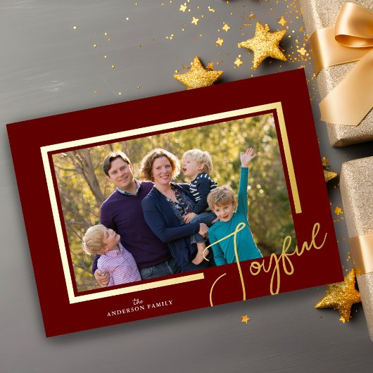 モダン ミニマル フォト クリスマス ホイルスクリプト 箔シーズンカード