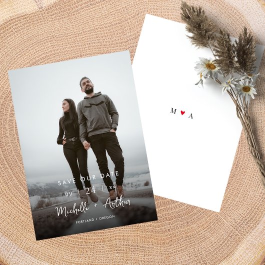 モダン ミニマル フォト セーブ・ザ・デート カード