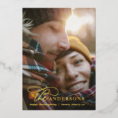 モダン ミニマル フォト タートル グリーン エレガント スクリプト 箔シーズンカード (正面)