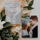 モダン ミニマル フォト ティール スクリプト ウェディング 招待状