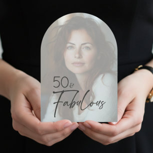 モダン ミニマル フォト フィフティ＆ファビュラス 誕生日 招待状