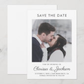 モダン ミニマル フォト ブラック ホワイト セーブザデート (正面/裏面)