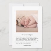 モダン ミニマル フォト 出生発表 招待状 (裏面)