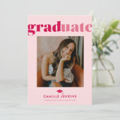 モダン ミニマル フォト 卒業発表 招待状 (スタンド正面)