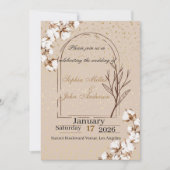 モダン ミニマル フラワー ウェディング 招待状 (正面)