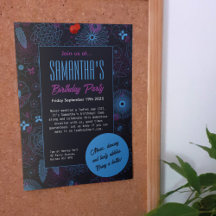 モダン ミニマル フラワー ブルー & パープル パターン