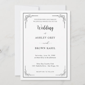 モダン ミニマル フル クリーン フロント フォト ウェディング 招待状