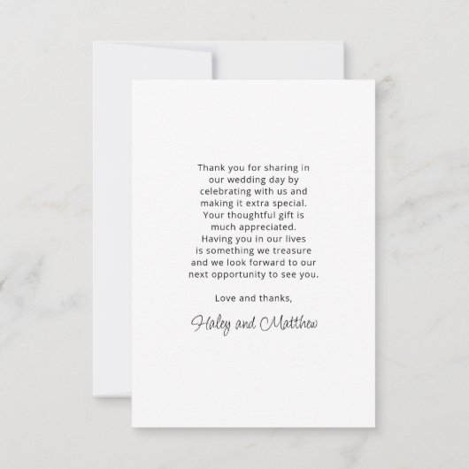 モダン ミニマル フル フォト ウェディング サンクス サンキューカード (裏面)