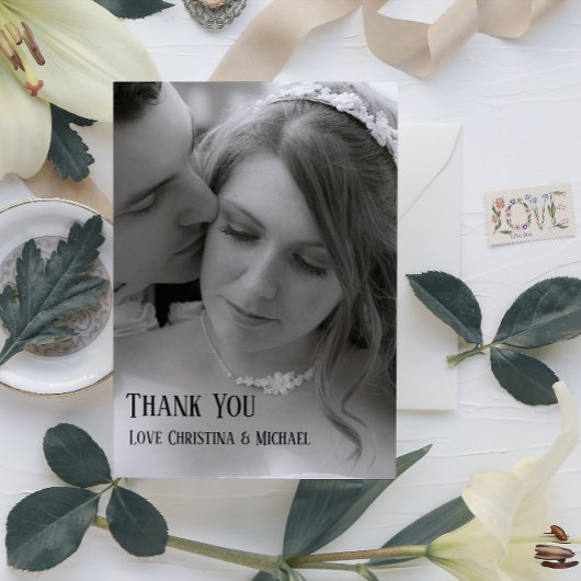 モダン ミニマル フル ブリード フォト ウェディング サンクス サンキューカード