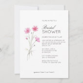 モダン ミニマル フローラル ディテール ウェディング ブライダル シャワー 招待状 (正面)