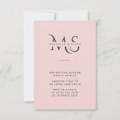 モダン ミニマル ブッシュピンク ウェディングQRコード 招待状 (正面)