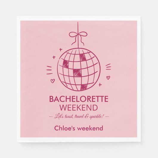 モダン ミニマル ブライズメイド ウィークエンド | ピンク スタンダードランチョンナプキン (正面)