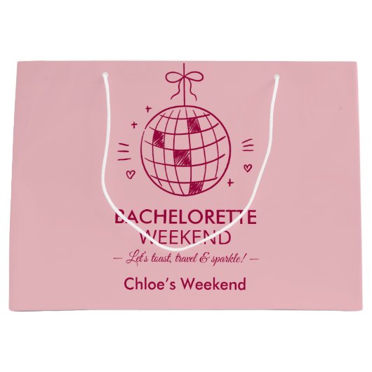 モダン ミニマル ブライズメイド ウィークエンド | ピンク ラージペーパーバッグ (正面)