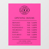 モダン ミニマル ブライト ピンク ビジネス 営業時間 ウィンドウサイン (シート)