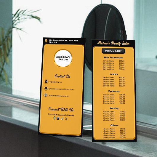 モダン ミニマル ブラックゴールド ロゴ サロンサービス ラックカード