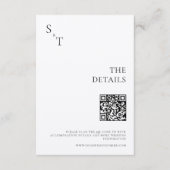 モダン ミニマル ブラック & エクリュ モノグラム ウェディング エンクロージャーカード (正面)