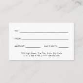 モダン ミニマル ブラック ギフト券 ノートカード (裏面)