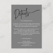 モダン ミニマル ブラック グレー ウェディング ディテール エンクロージャーカード (正面)
