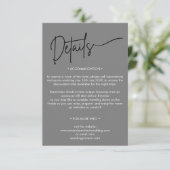 モダン ミニマル ブラック＆グレー ウェディング 詳細 エンクロージャーカード (スタンド正面)
