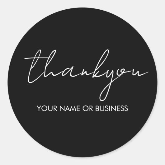 モダン ミニマル ブラック スクリプト ありがとうございます ラウンドシール (正面)