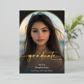 モダン ミニマル ブラック フォイル 卒業発表 箔招待状 (立ち正面)